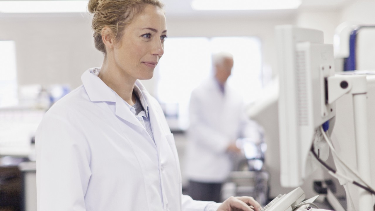 Scientist working in pathology lab